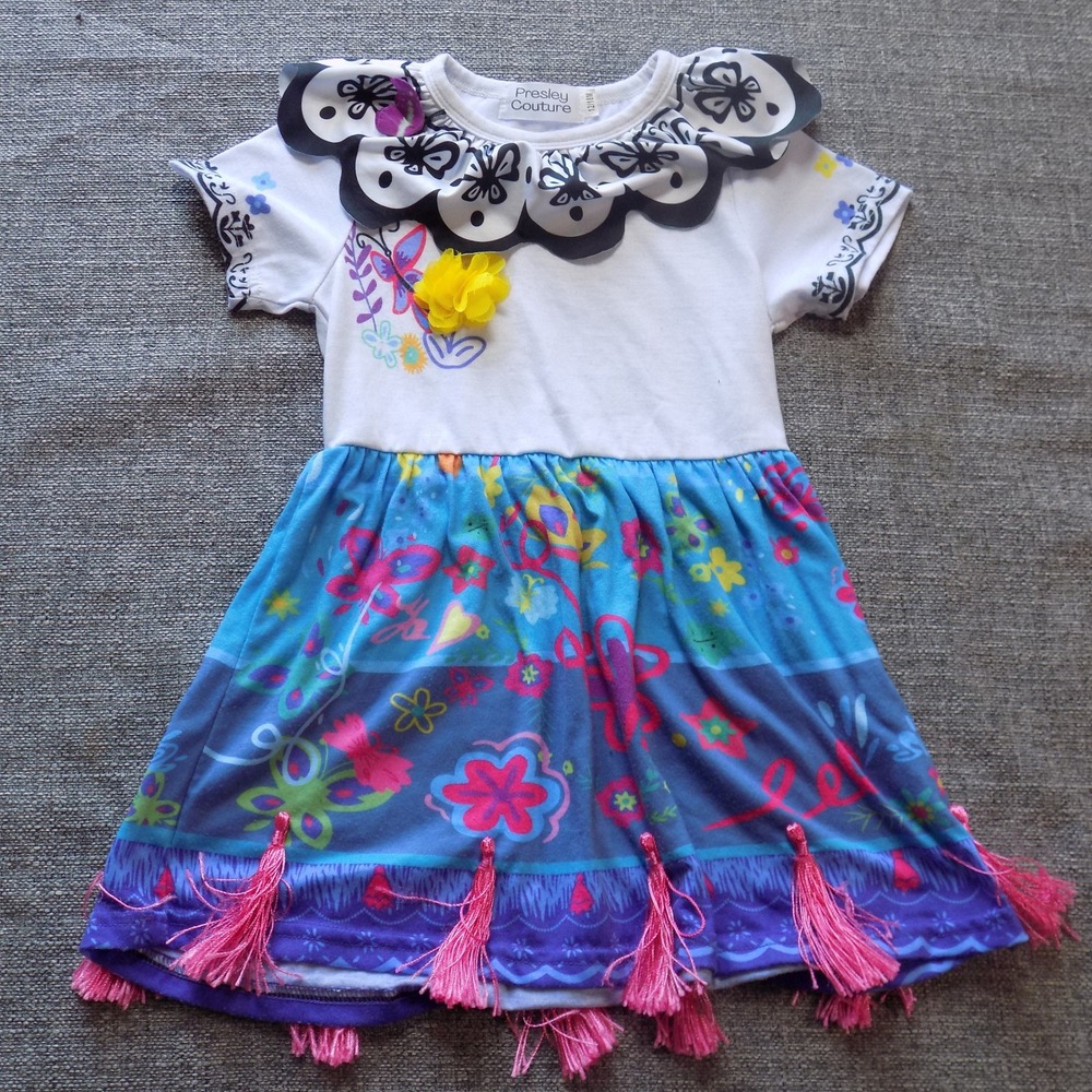 Presley Couture Mirabel Dress Toddler 12/18M White Blue Good Encanto Costume